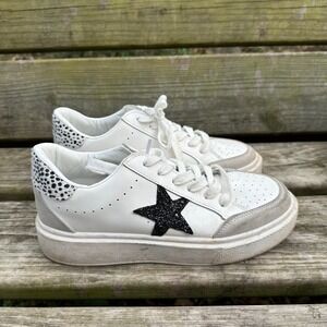 Vintage Havana Lexa Gray White Animal Print Platform Glitter Star Sneakers Sz 9